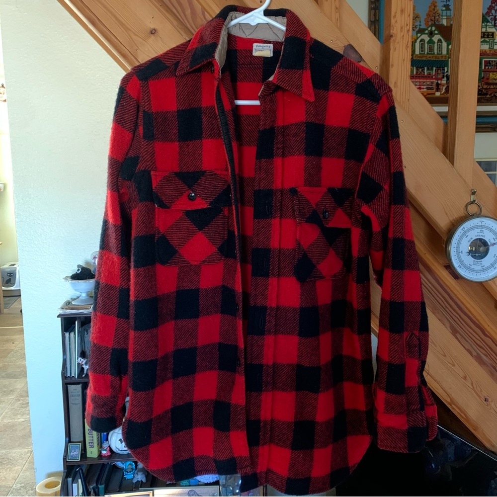 Vintage Penny’s Towncraft red/black buffalo plaid wool shirt